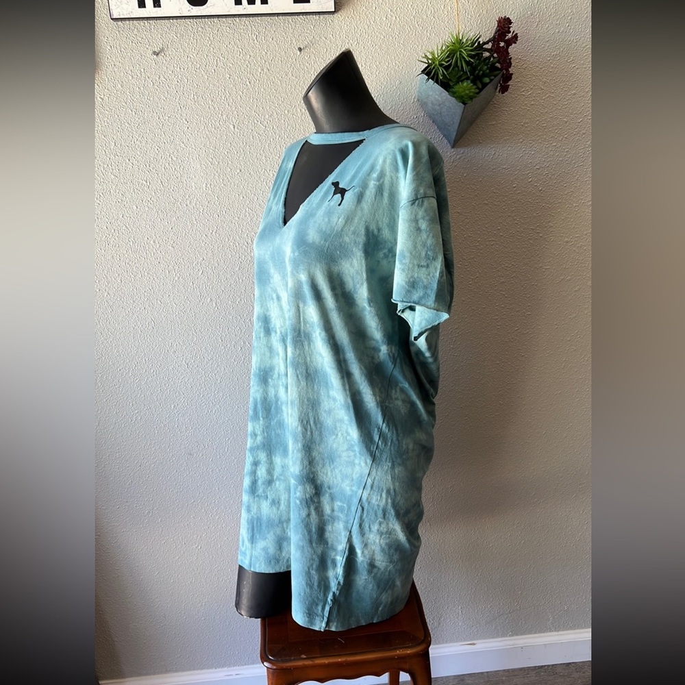 PINK Nation Blue Tie Dye Oversized T-shirt Dress Size Medium - Picture 3 of 9